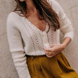 Sezane Maryam Cardigan Ecru - Size XS